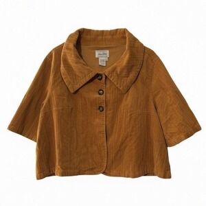 Live A Little Vtg Mustard Yellow Bolero Wide Wale Corduroy Jacket Sz XL Cropped